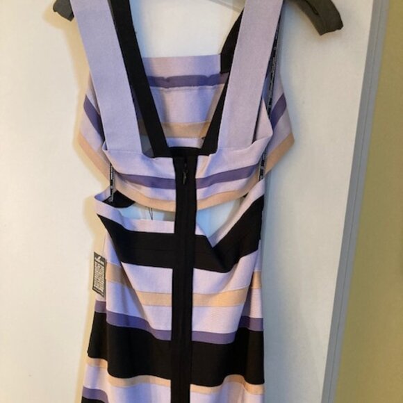 Herve Leger x Law Roach lavender and black maxi bodycon dress w/ matching gloves - Picture 4 of 6